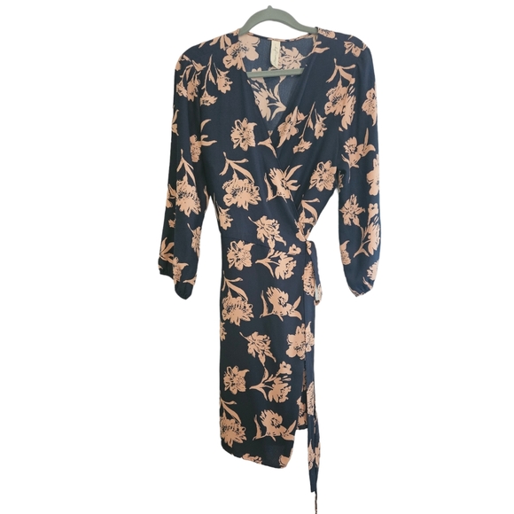 Allison Joy Navy Floral Wrap Dress - Picture 1 of 7